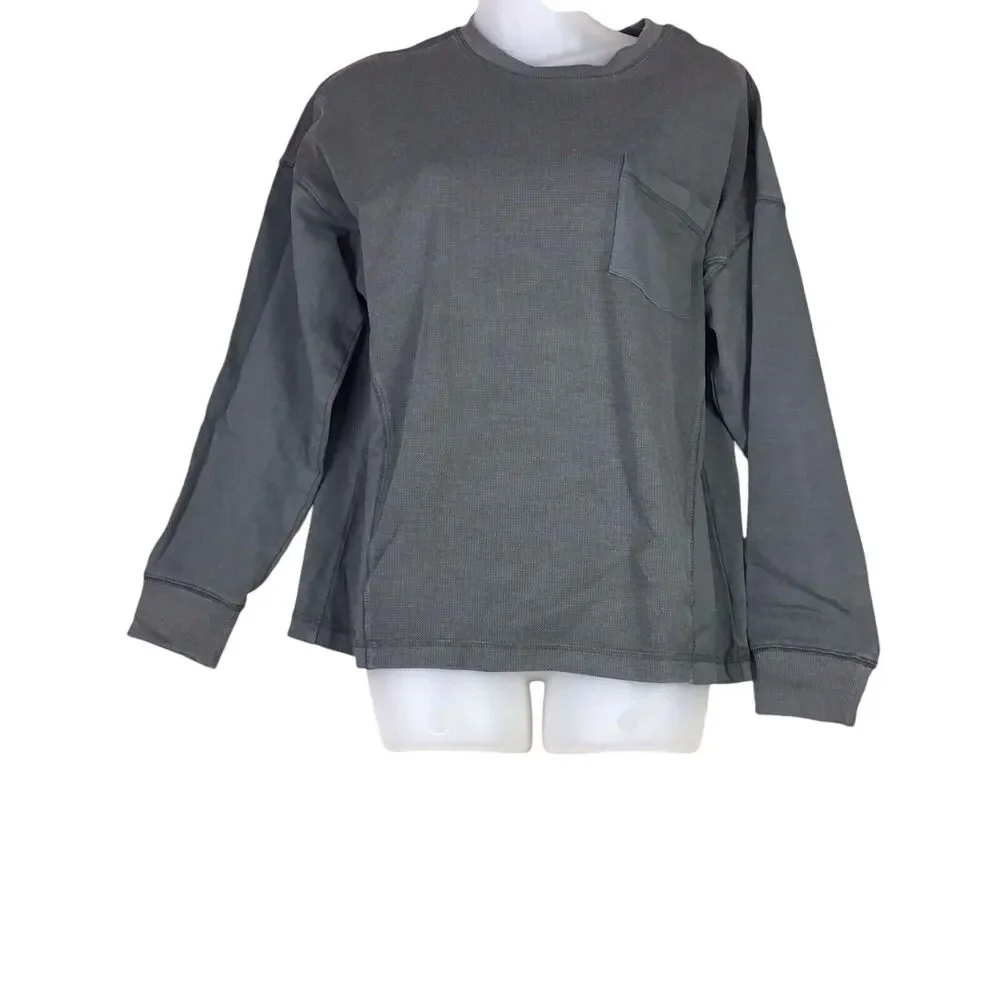 Wild Fable Womens Size M Pullover Sweatshirt Dark Gray Long Sleeve Crew Pocket - Picture 2 of 13